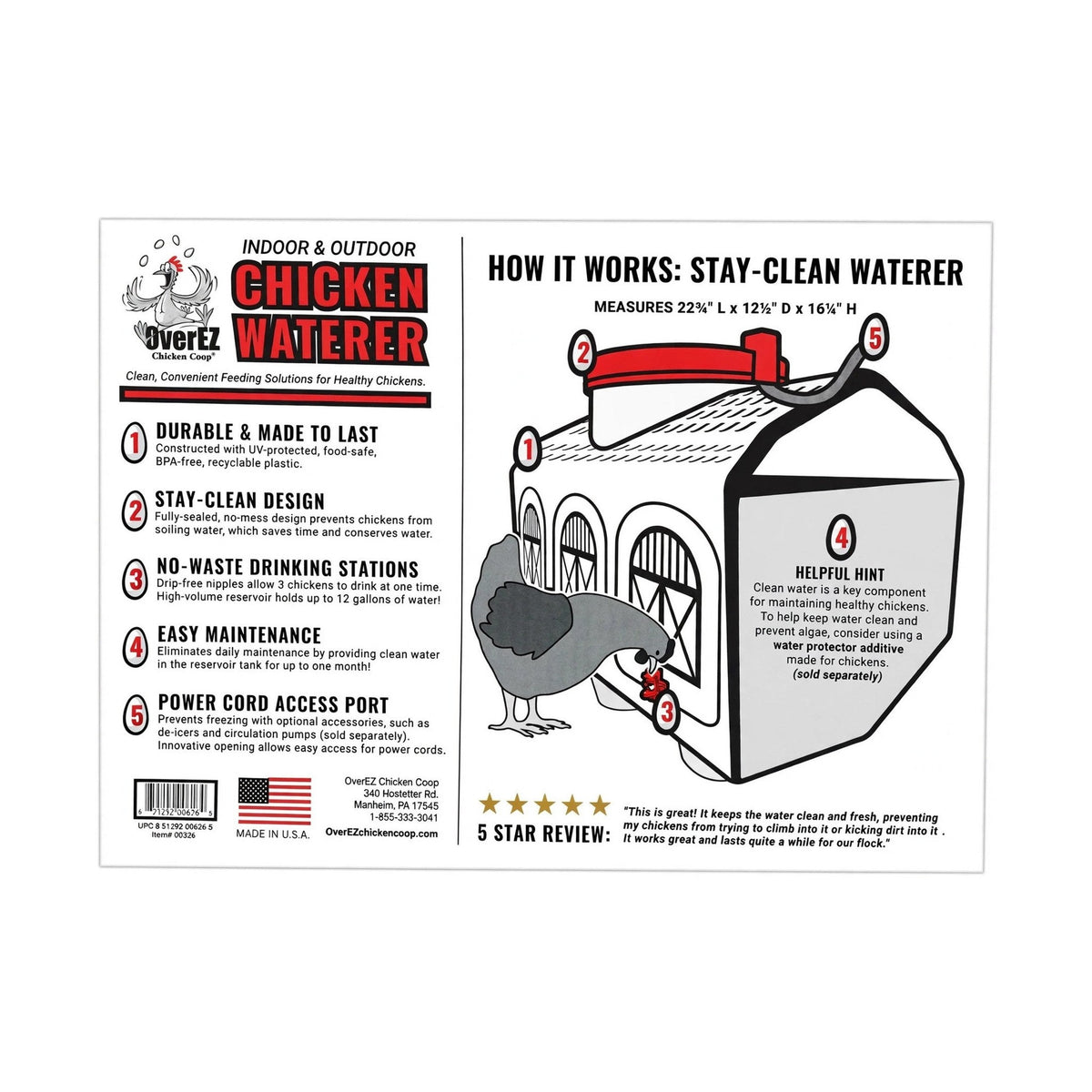 OverEZ Chicken Waterer, 12 gal