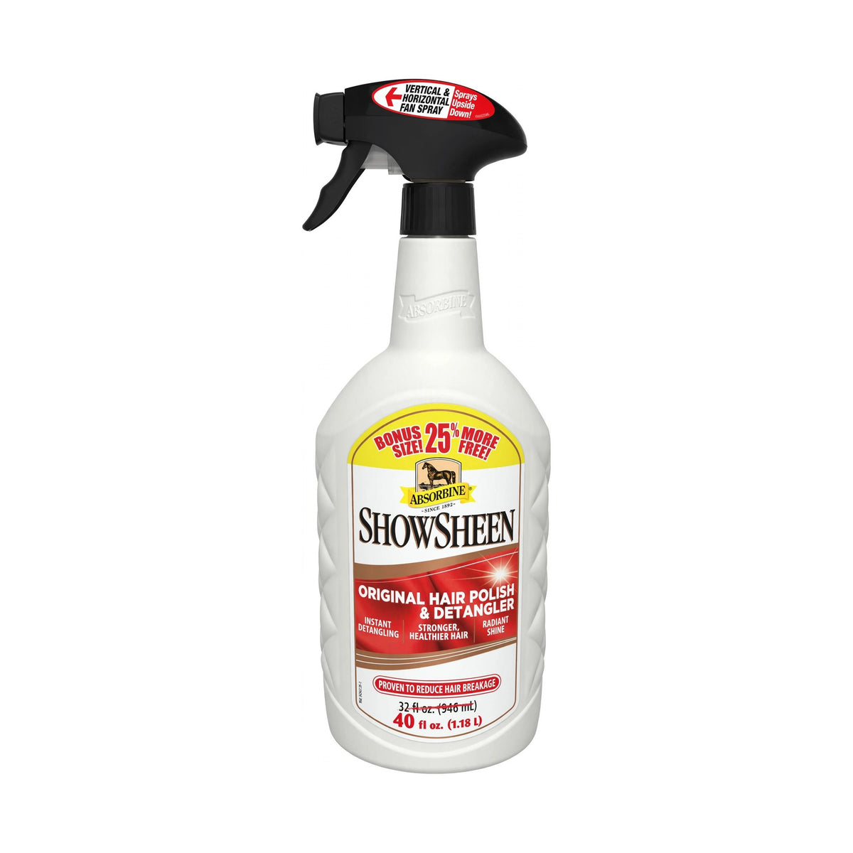 Absorbine ShowSheen Original Hair Polish & Detangler, 40 oz bonus size spray bottle for horses