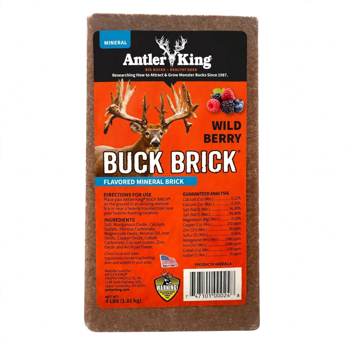 Antler King Buck Brick Flavored Mineral Lick, Wild Berry, 4 lb