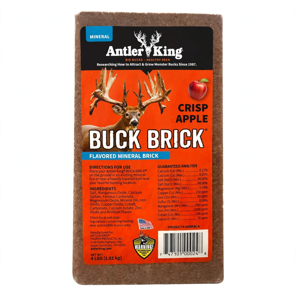 Antler King Buck Brick Flavored Mineral Lick, Apple, 4 lb