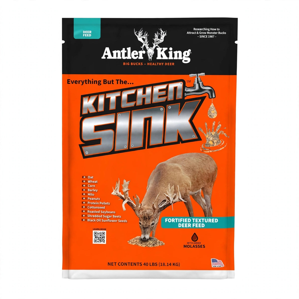 Antler King Kitchen Sink Fortified Textured Deer Feed, 40 lb bag