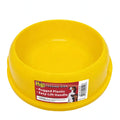 Boss Pet Hilo Feeding Dish, yellow (blue dish photo gate-failed on label text; red dish photo still queued)