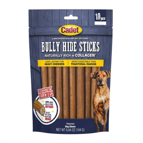 Cadet Bully Hide Sticks for Dogs, Small, 10 ct pouch
