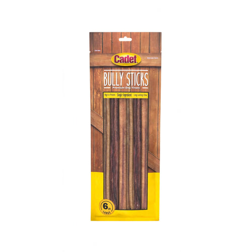 Cadet Large Beef Bully Sticks for Dogs, 6 ct