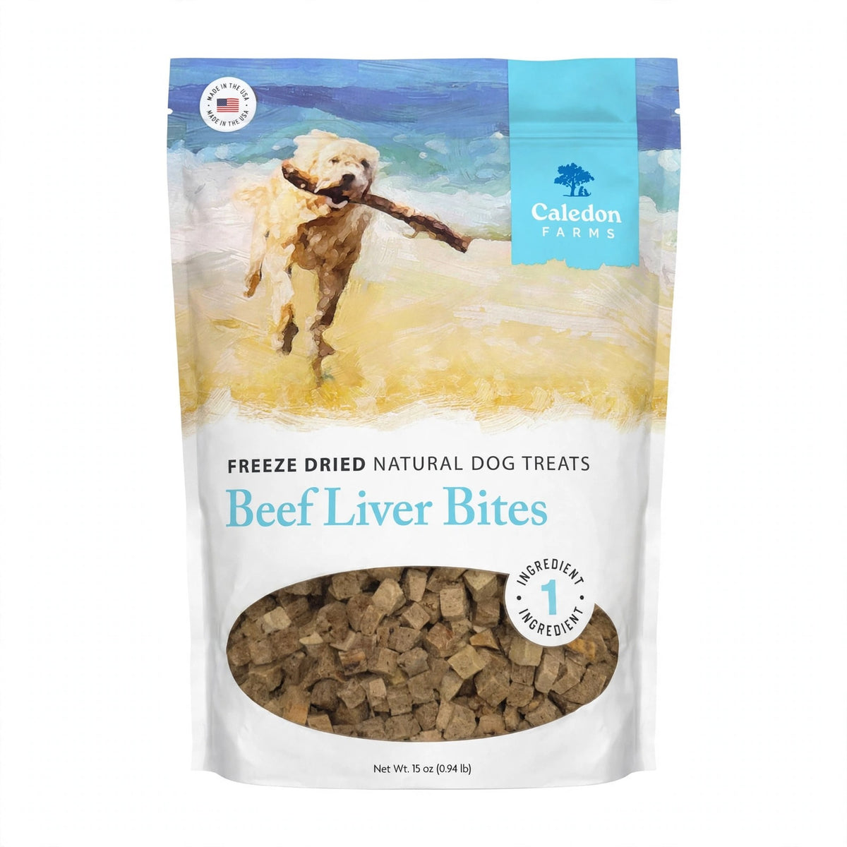 Caledon Farms Freeze Dried Beef Liver Bites Dog Treats, 15 oz bag