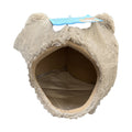 Catstages Meow Hut plush tan cat cave bed with cat ears on top and a fabric-lined interior