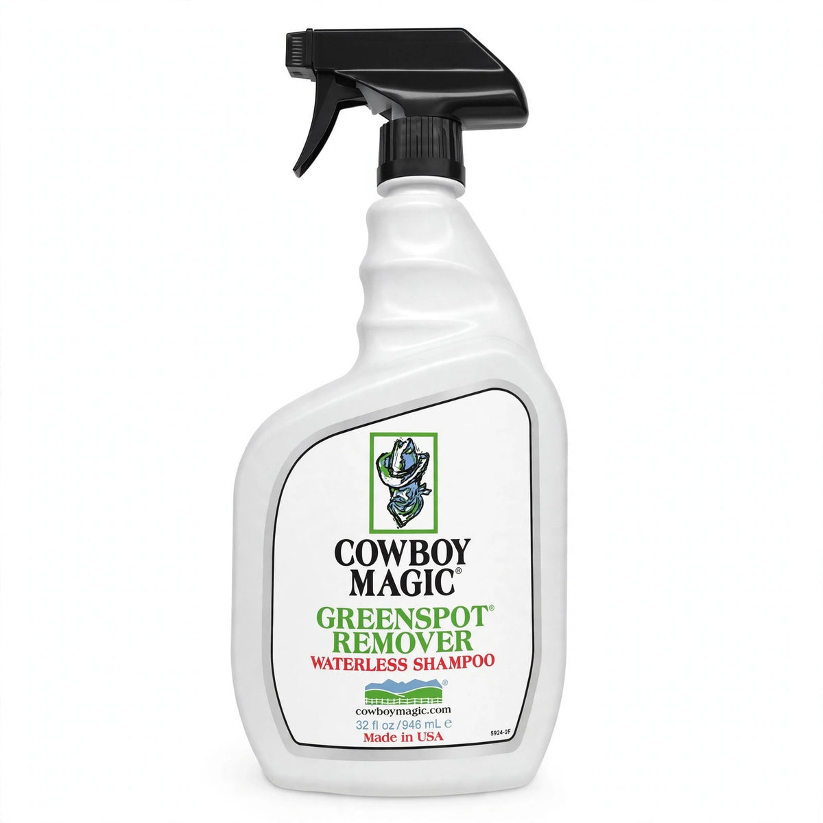Cowboy Magic Greenspot Remover waterless shampoo spray bottle, 32 oz for horses