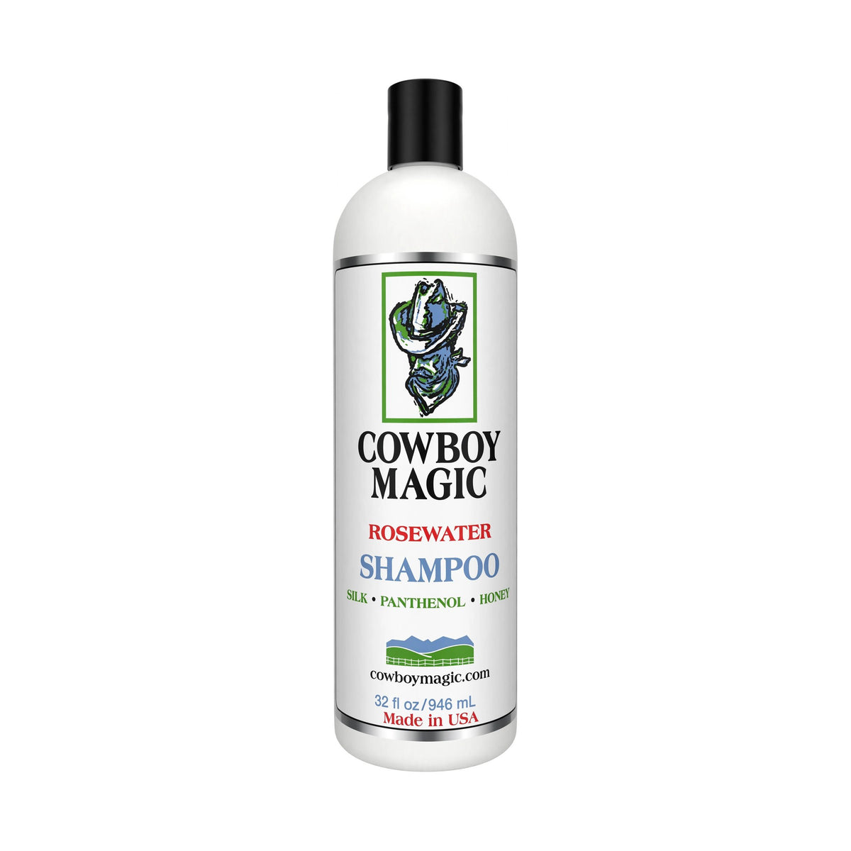 Cowboy Magic Rosewater Shampoo with silk, panthenol and honey, 32 oz bottle for horses