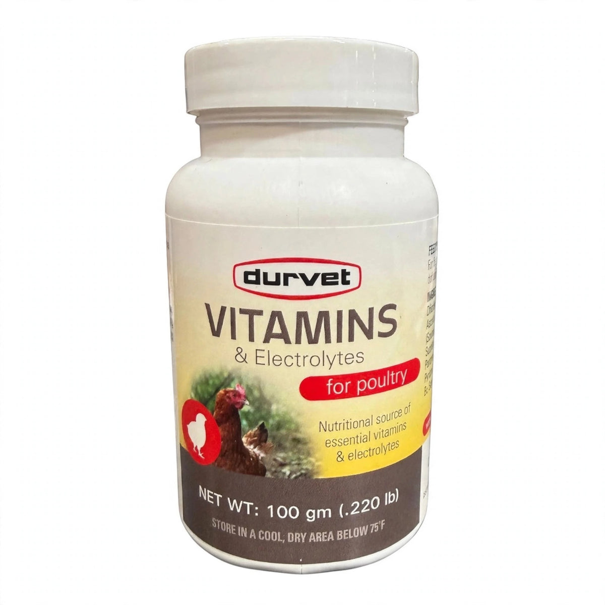 Durvet Poultry Vitamins and Electrolytes, 100 gram bottle