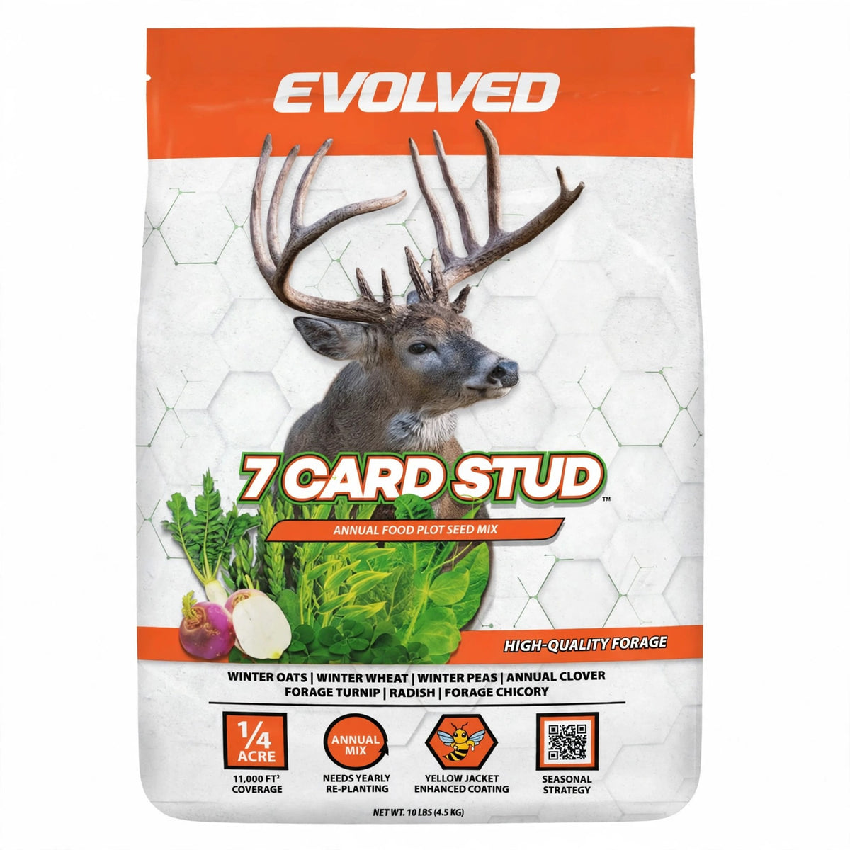 Evolved Harvest 7 Card Stud Full Season Forage Food Plot Seed, 10 lb bag