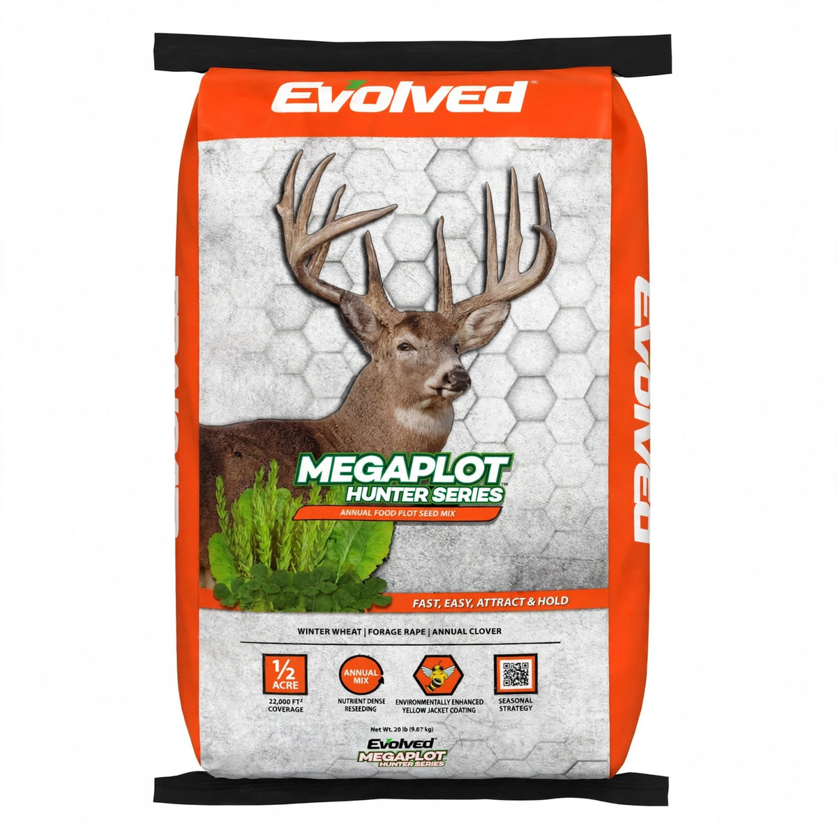 Evolved Harvest Megaplot Hunter Series Annual Food Plot Seed Mix, 20 lb bag