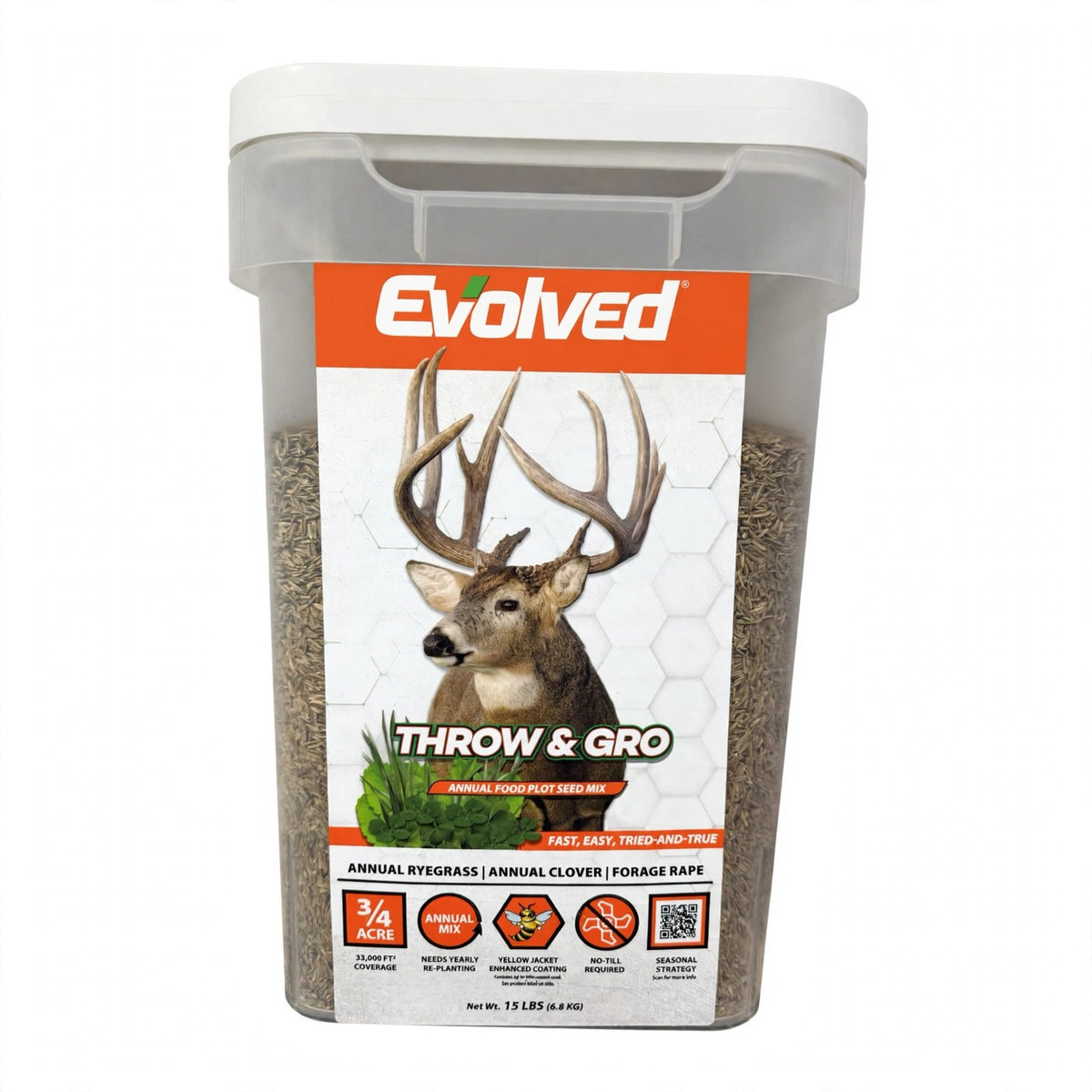 Evolved Harvest Throw & Gro No-Till Forage Food Plot Seed, 15 lb