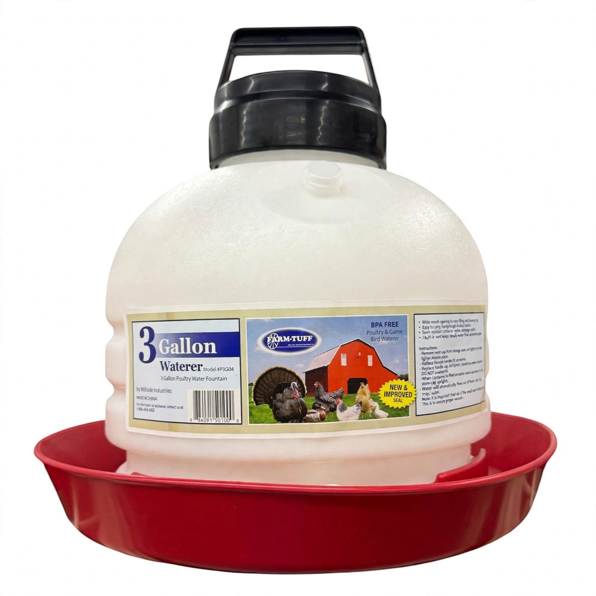 Farm-Tuff 3 Gallon Top Fill Poultry and Game Bird Waterer