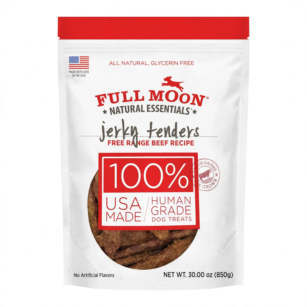 Full Moon Natural Essentials Beef Jerky Tenders Dog Treats, 30 oz pouch