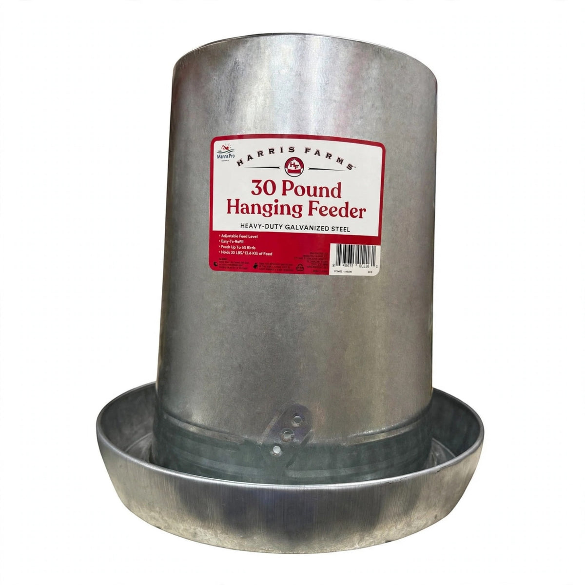Harris Farms 30 lb Hanging Poultry Feeder, galvanized steel