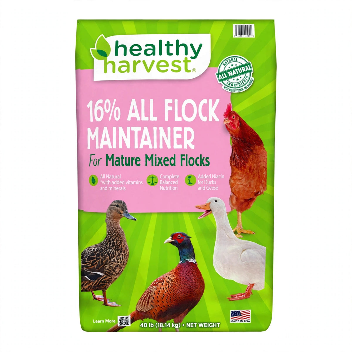 Healthy Harvest 16% All Natural Flock Maintainer Pellets, 40 lb bag