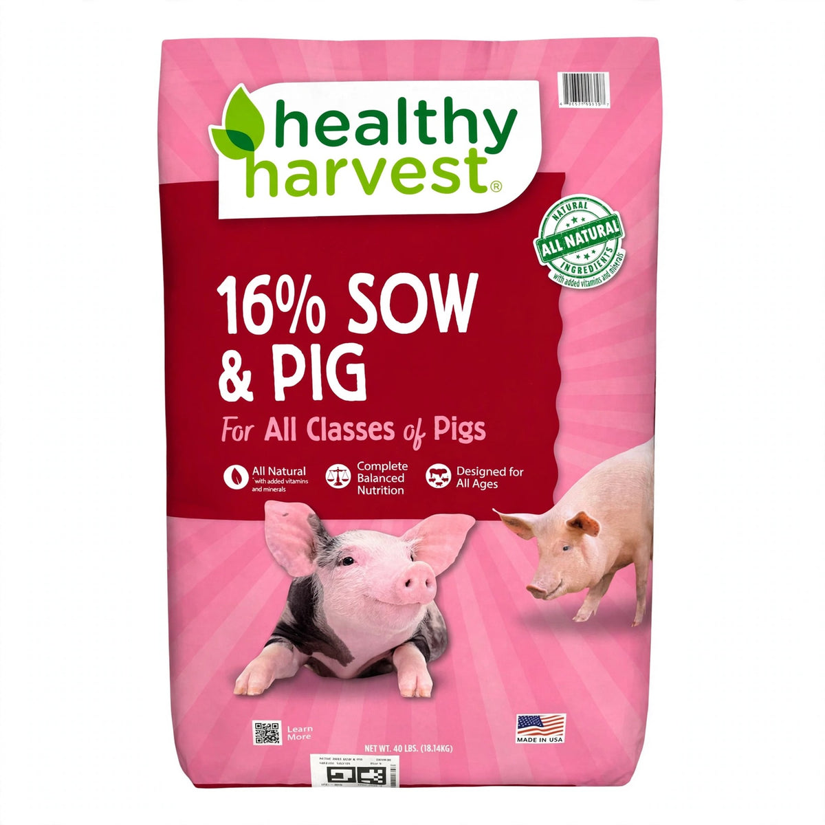Healthy Harvest 16% Sow & Pig Pellet Feed, 40 lb bag