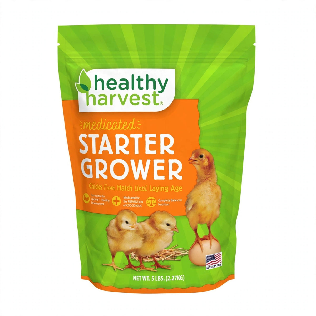 Healthy Harvest Medicated Starter Grower for Chicks, 5 lb bag