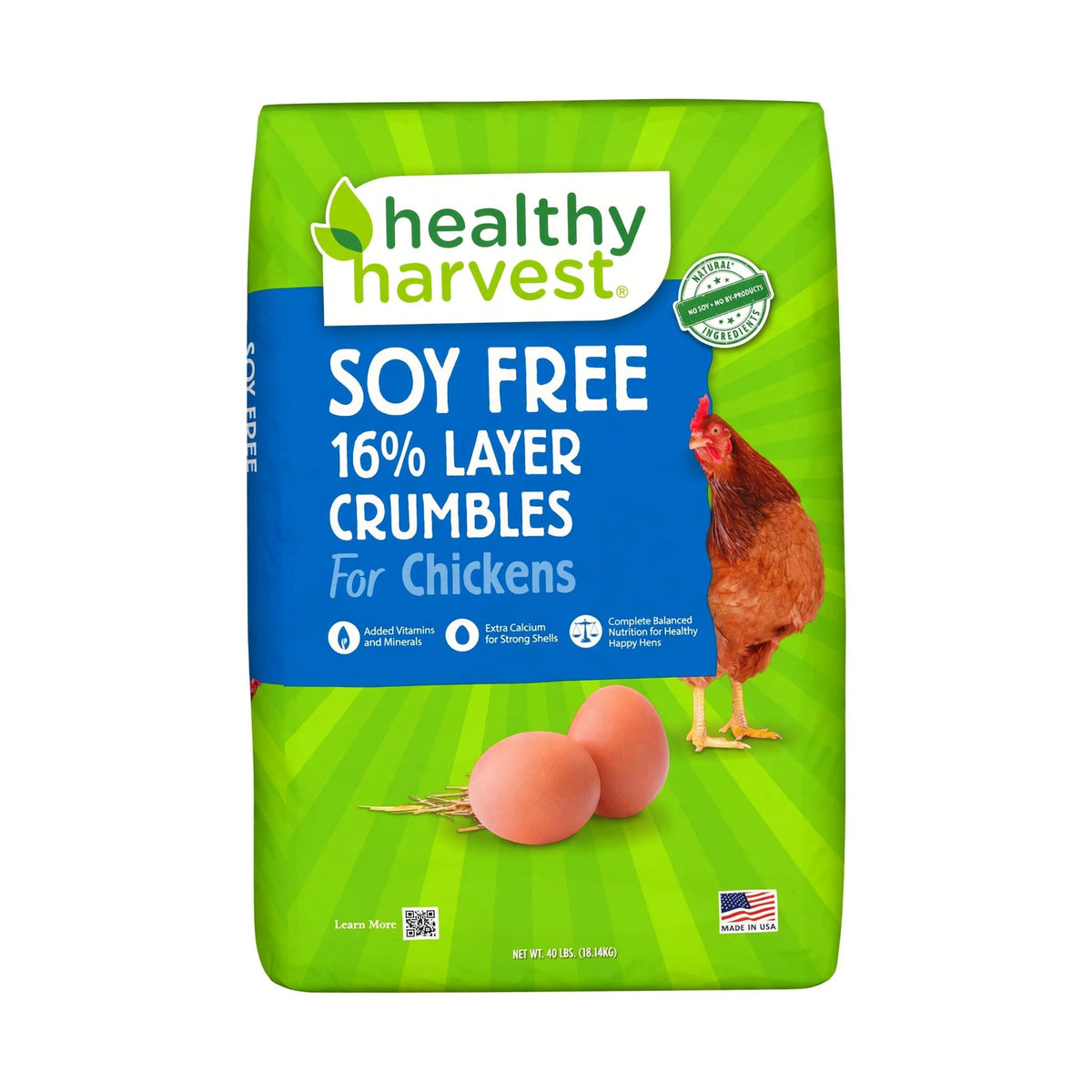 Healthy Harvest Soy Free 16% Layer Crumbles for Chickens, 40 lb bag