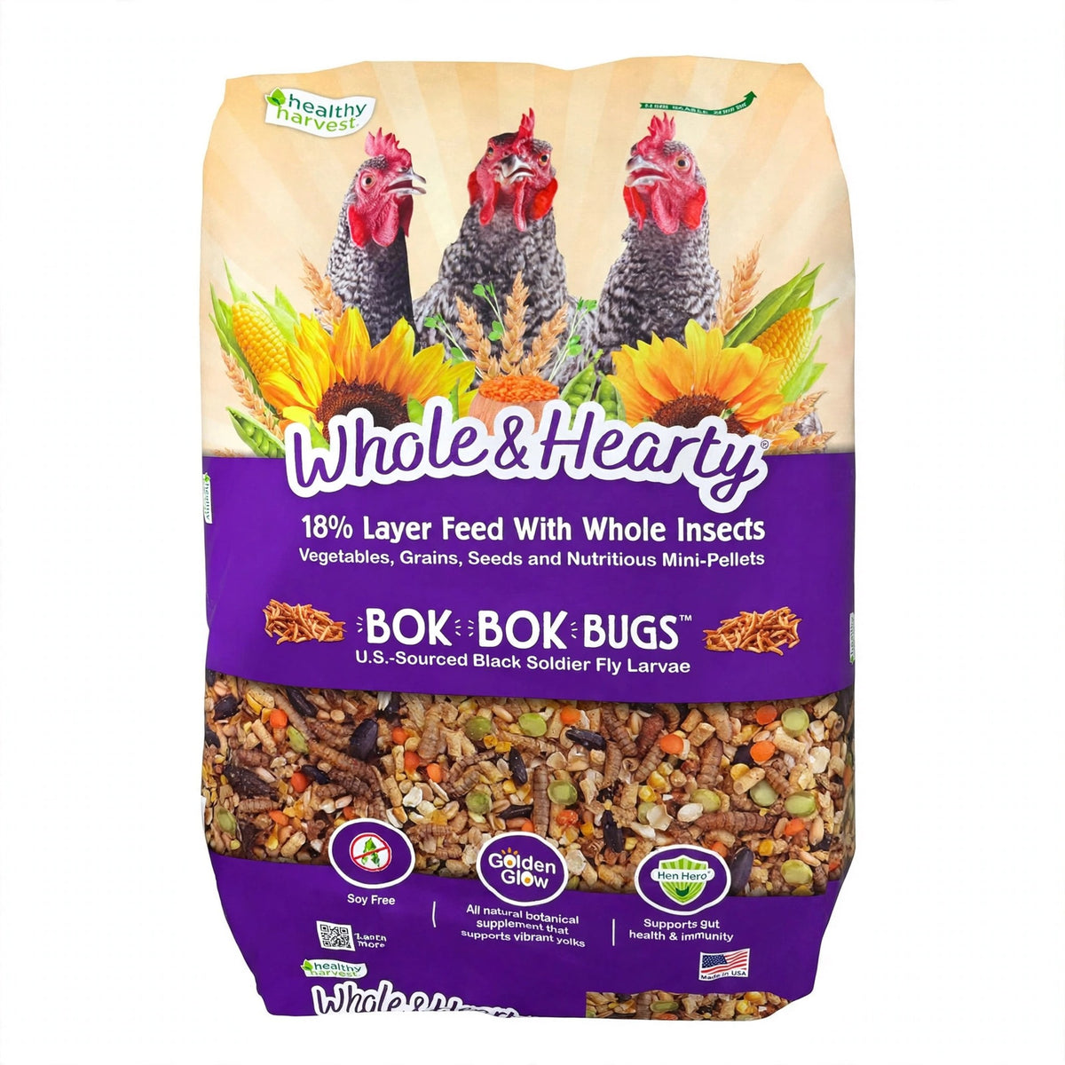 Healthy Harvest Whole and Hearty Bok Bok Bugs Layer Feed, 40 lb bag