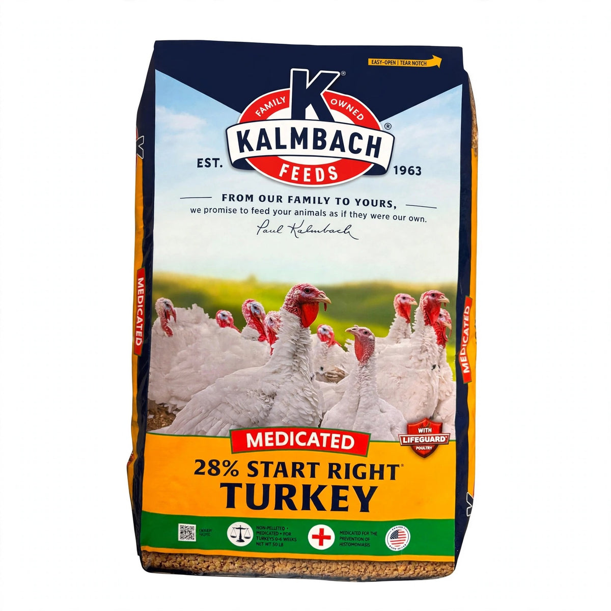 Kalmbach 28% Start Right Medicated Turkey Feed, 50 lb bag