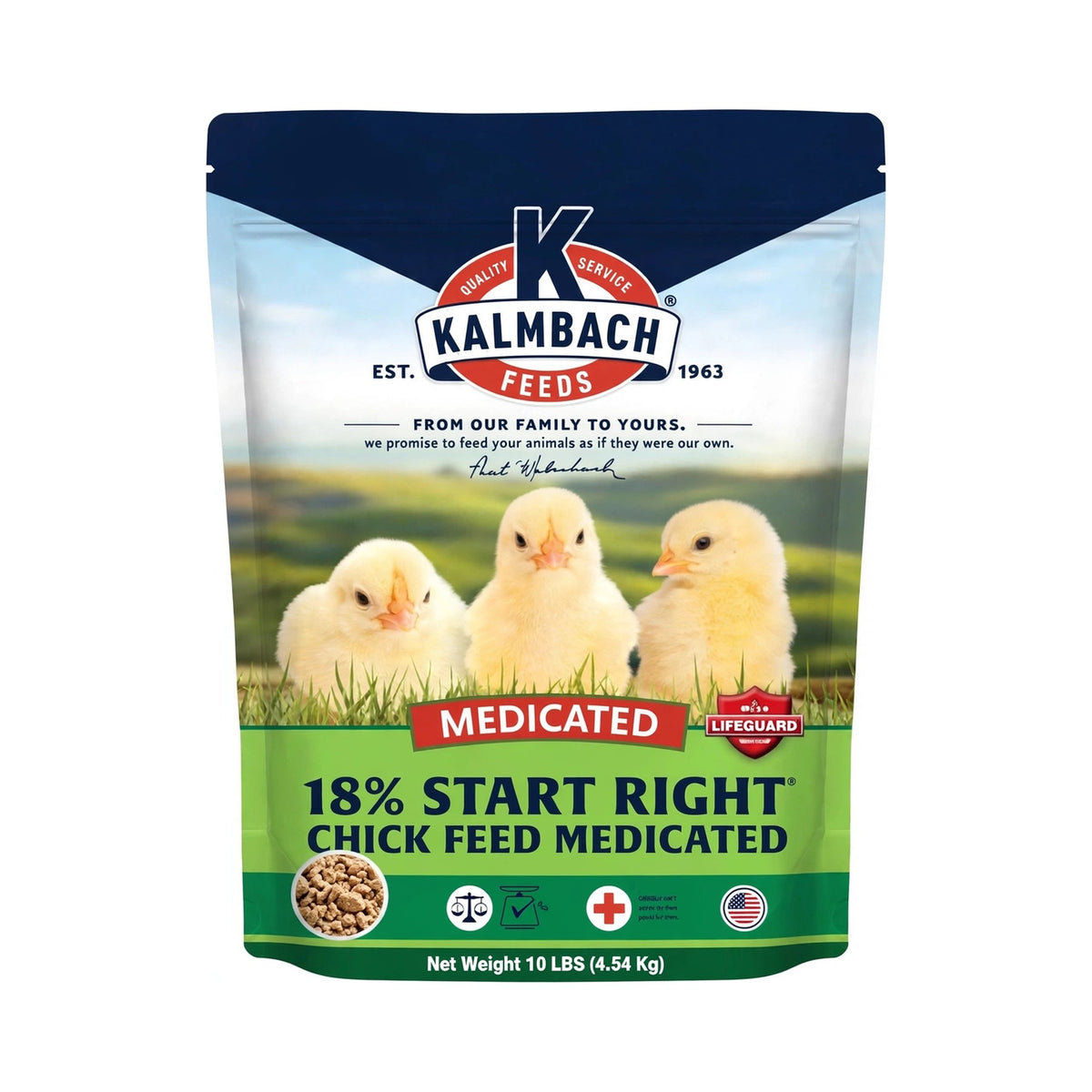 Kalmbach 18% Start Right Chick Feed Medicated, 10 lb pouch