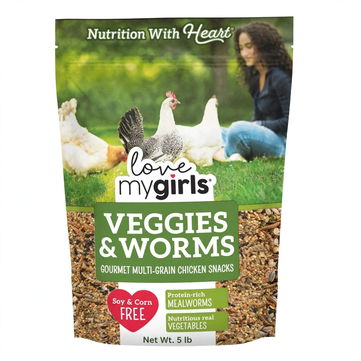 Love My Girls Veggies & Worms Gourmet Multi-Grain Chicken Snacks, 5 lb bag