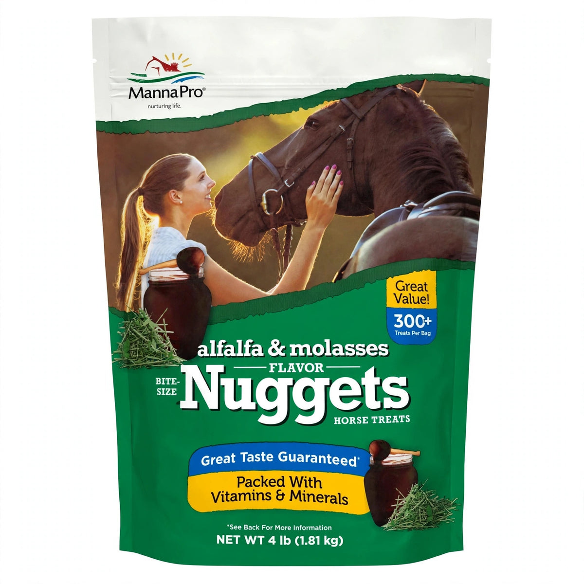Manna Pro Bite-Size Nuggets Horse Treats Alfalfa & Molasses Flavor 4 lb bag