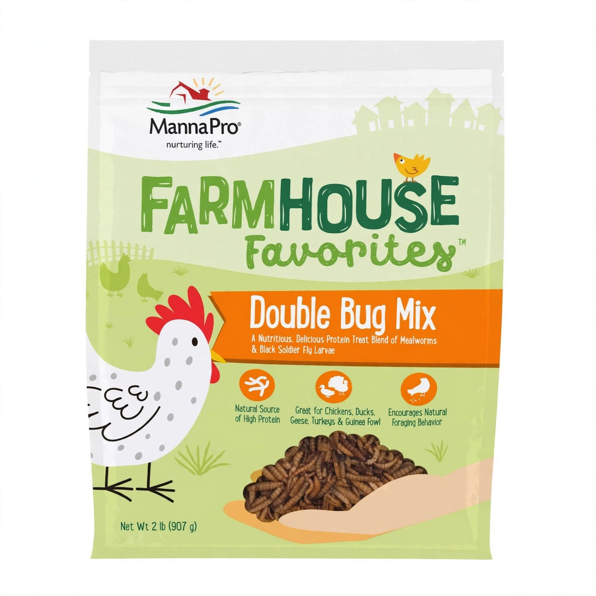 Manna Pro Farmhouse Favorites Double Bug Mix Chicken Treats, 2 lb bag