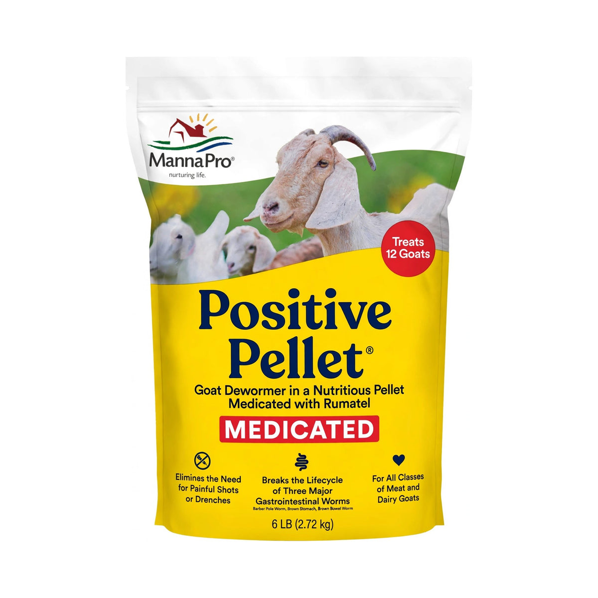 Manna Pro Positive Pellet Medicated Goat Dewormer, 6 lb bag