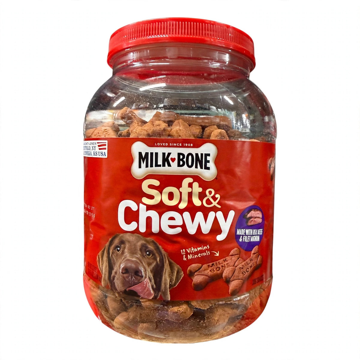 Milk-Bone Soft and Chewy Beef and Filet Mignon Recipe Dog Treats, 37 oz jar