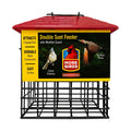 More Birds Double Suet Feeder with Weather Guard black metal cage with red roof
