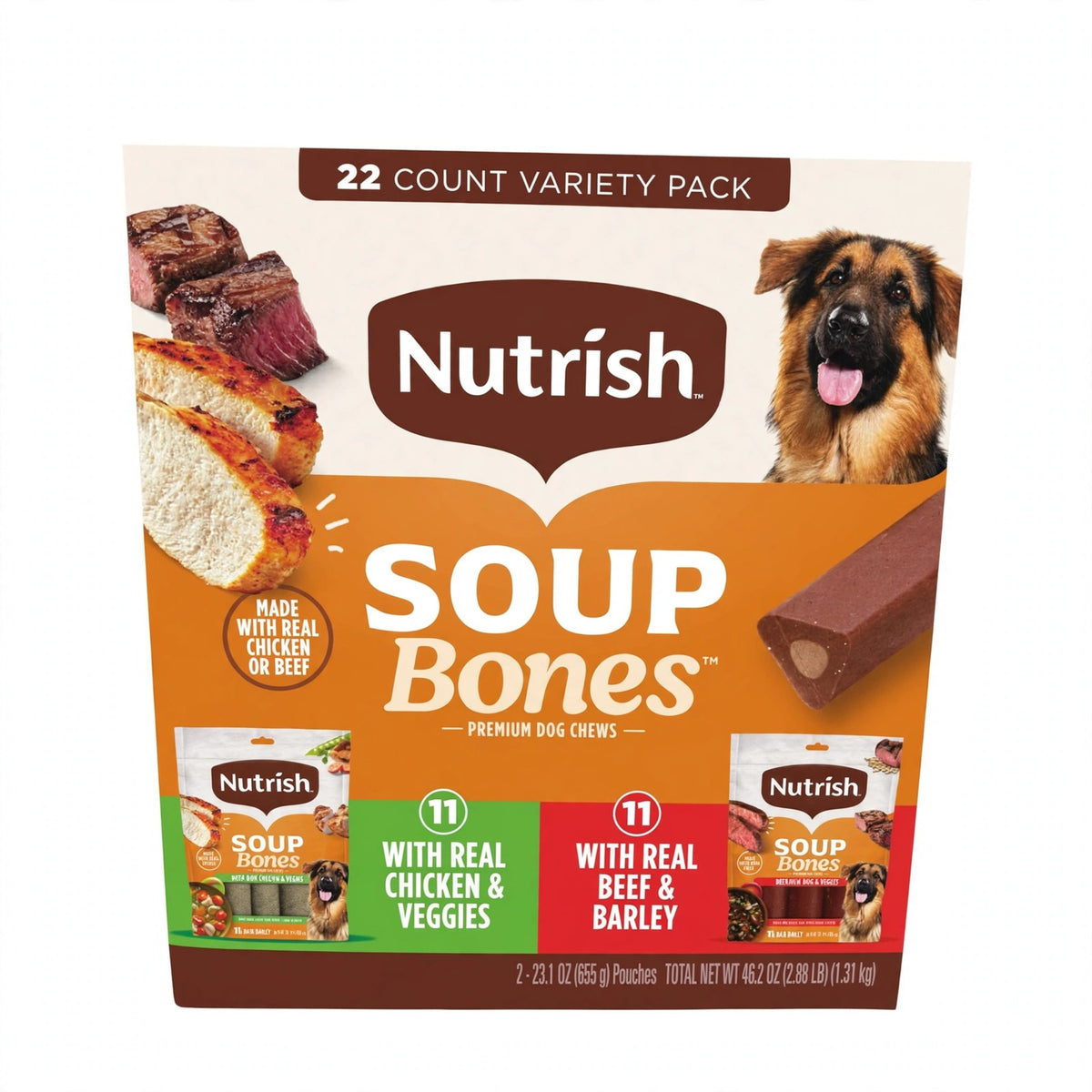 Nutrish Soup Bones Variety Pack Dog Chews, 22 ct. box