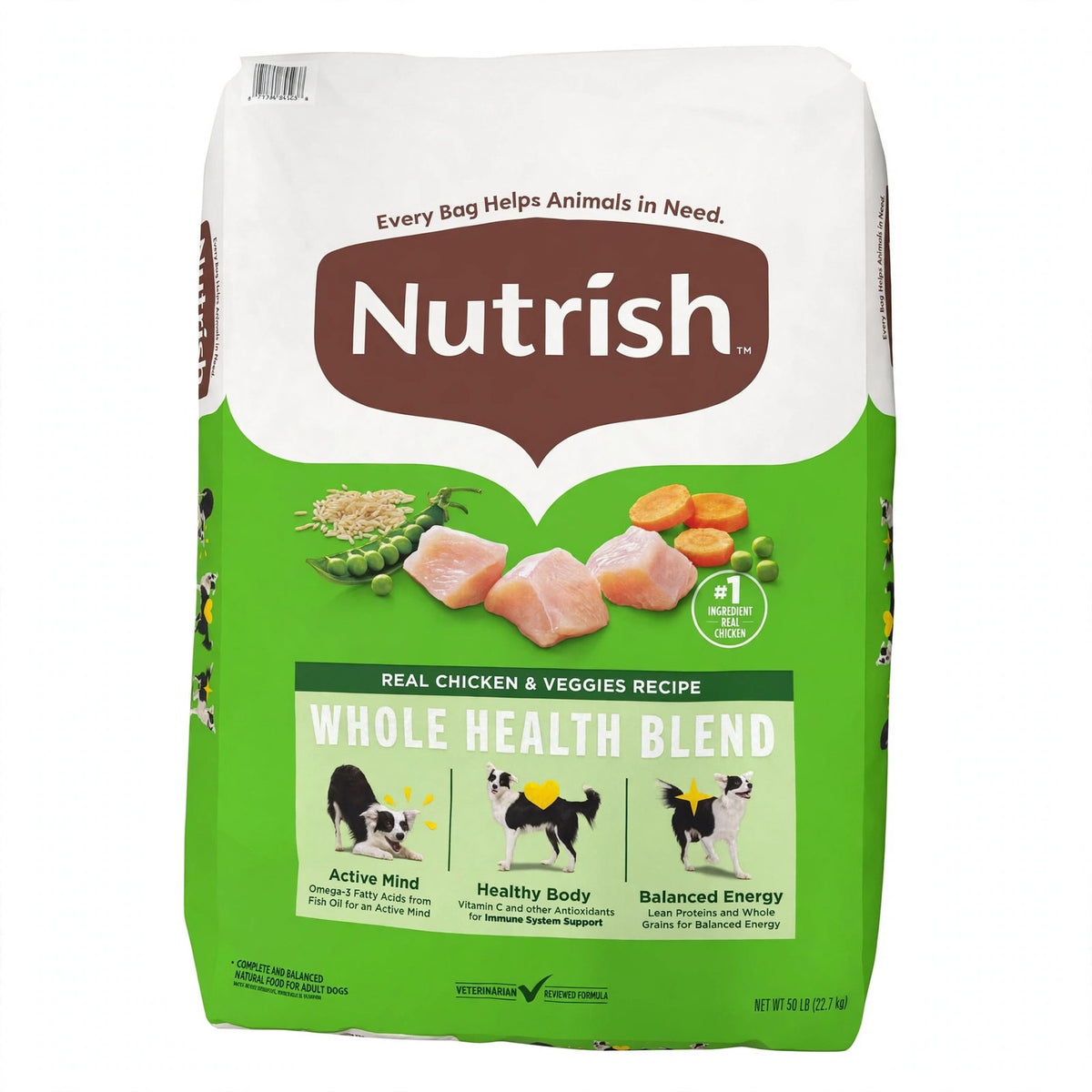 Nutrish Whole Health Blend Real Chicken & Veggies Dry Dog Food, 50 lb bag