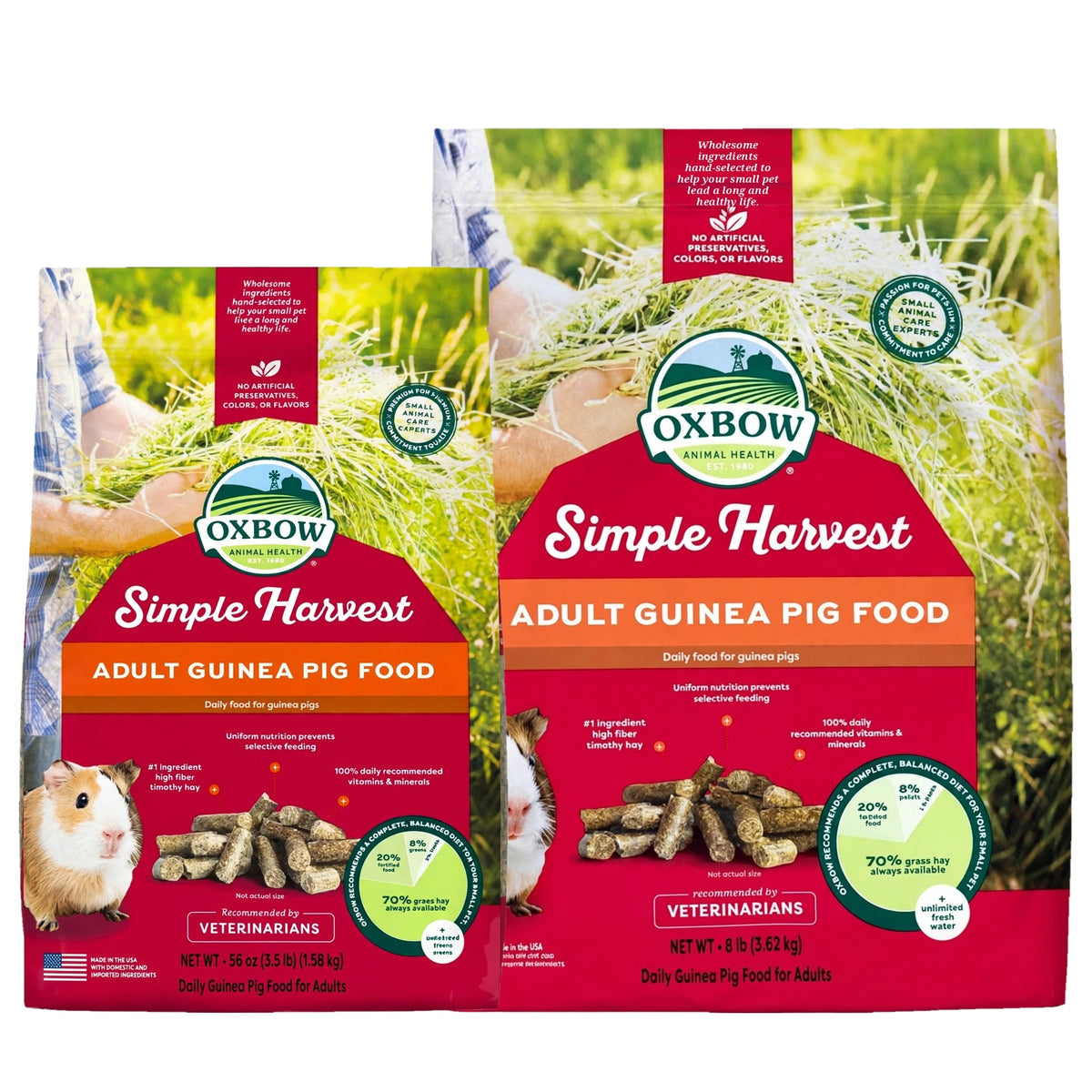 Oxbow Simple Harvest Adult Guinea Pig Food 3.5lb and 8lb bags
