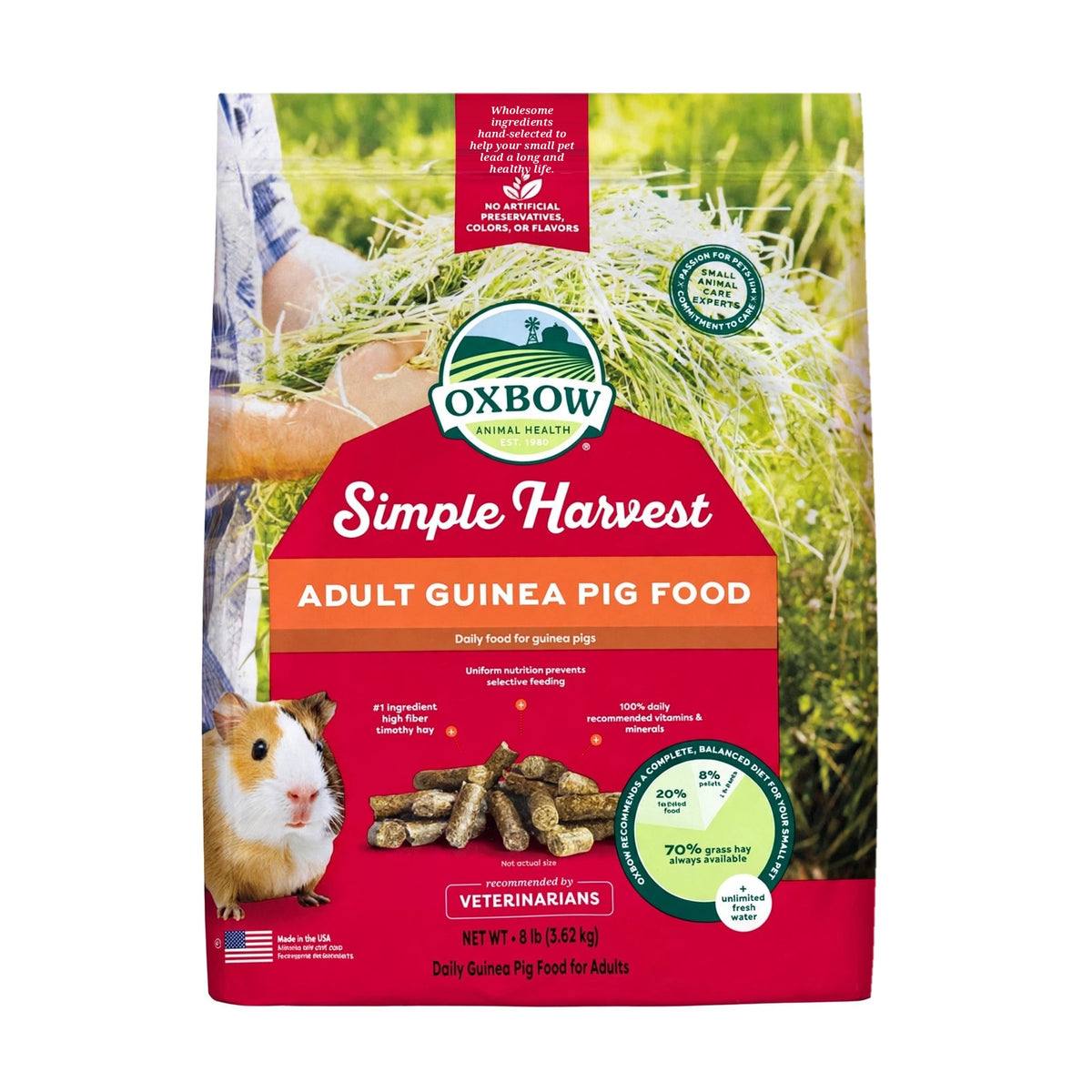 Oxbow Simple Harvest Adult Guinea Pig Food 8lb bag front