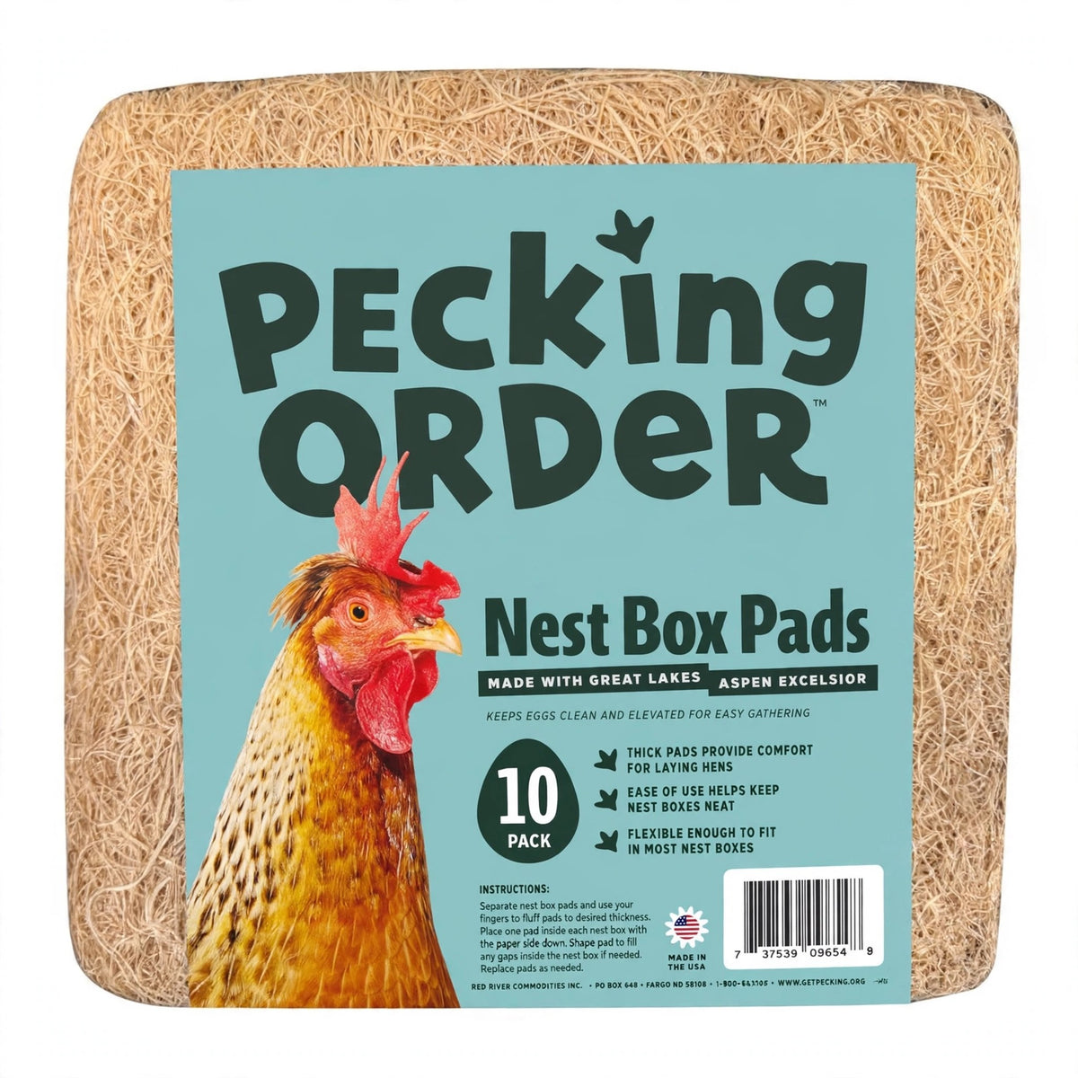 Pecking Order Great Lakes Aspen Excelsior Nest Box Pads, 10 pack