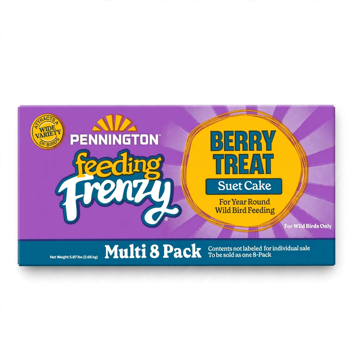 Pennington Feeding Frenzy Berry Treat Suet Cake 11.75 oz 8-Pack box
