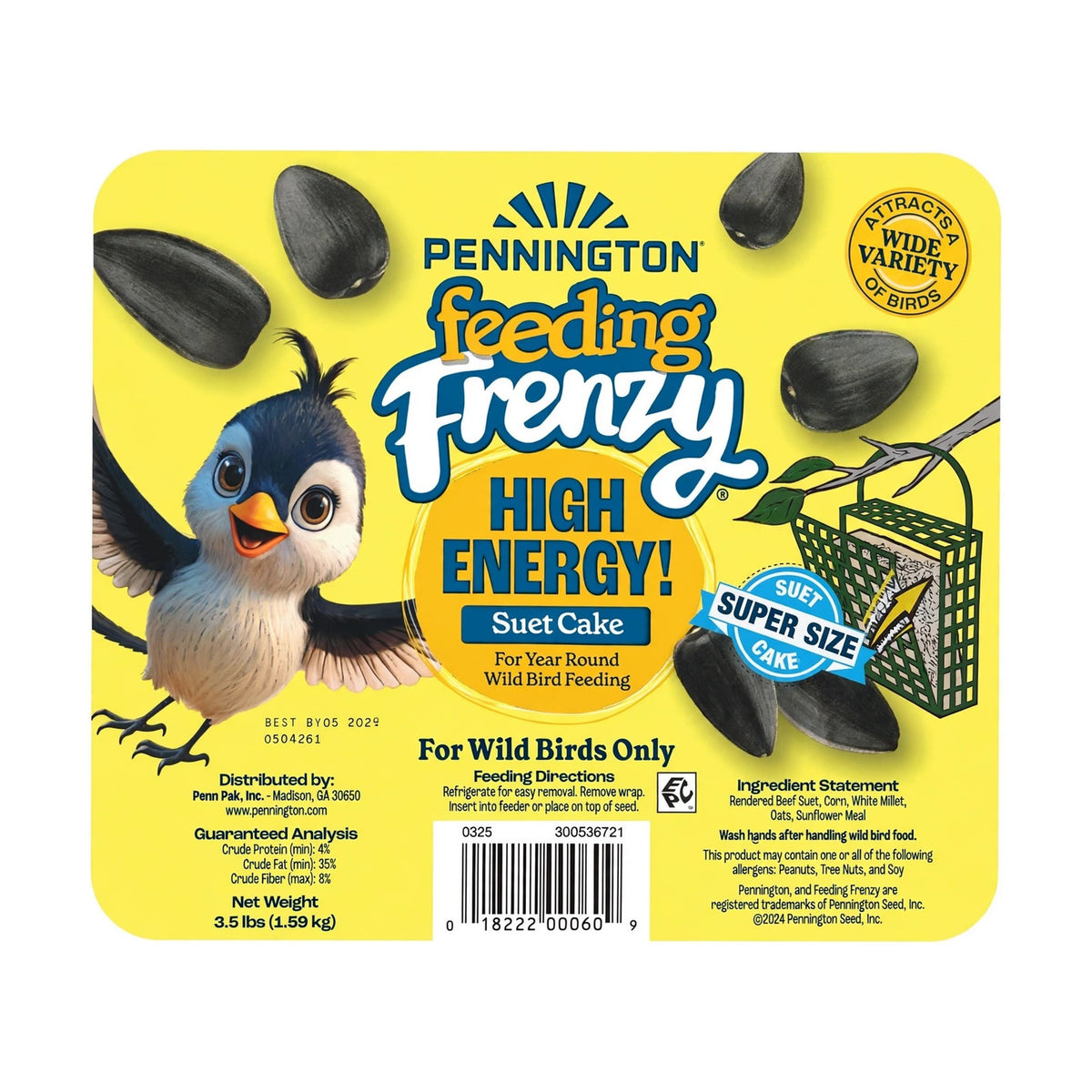 Pennington Feeding Frenzy High Energy Suet Cake, 56 oz
