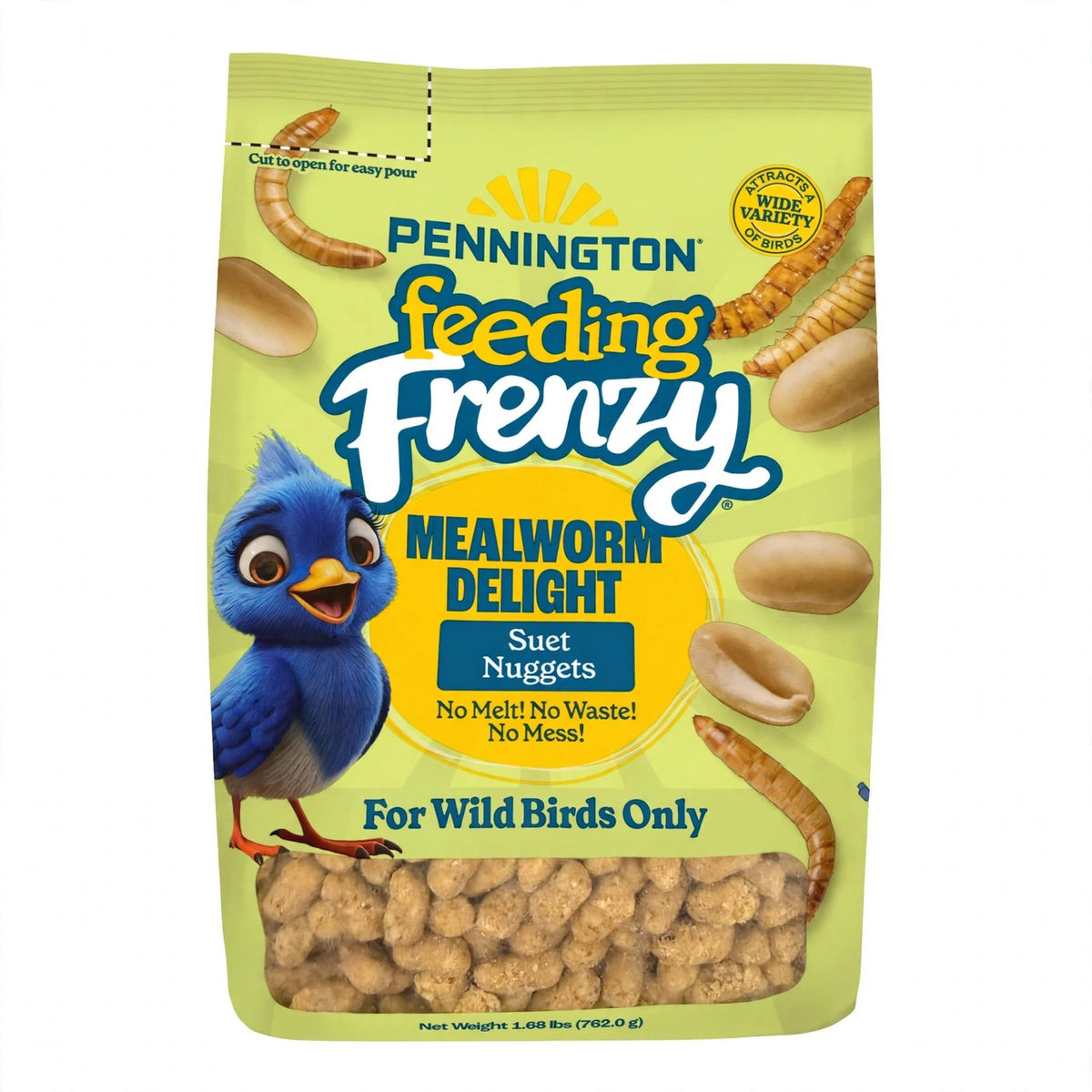 Pennington Feeding Frenzy Mealworm Delight Suet Nuggets, 27 oz