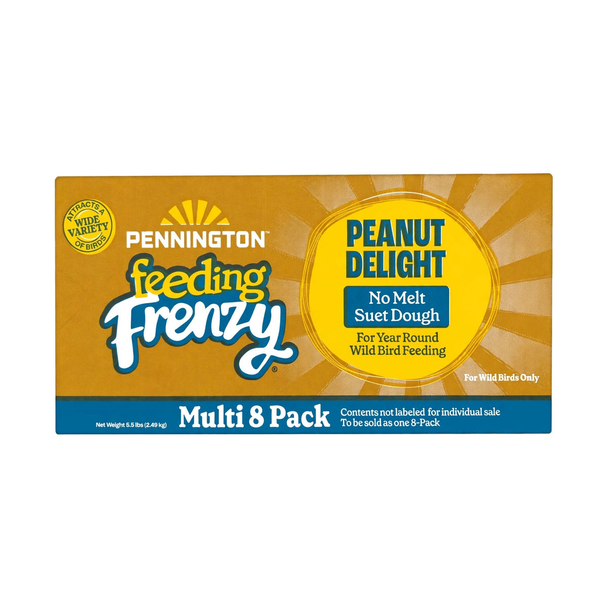 Pennington Feeding Frenzy Peanut Delight No-Melt Suet Dough 11.75 oz 8-Pack box