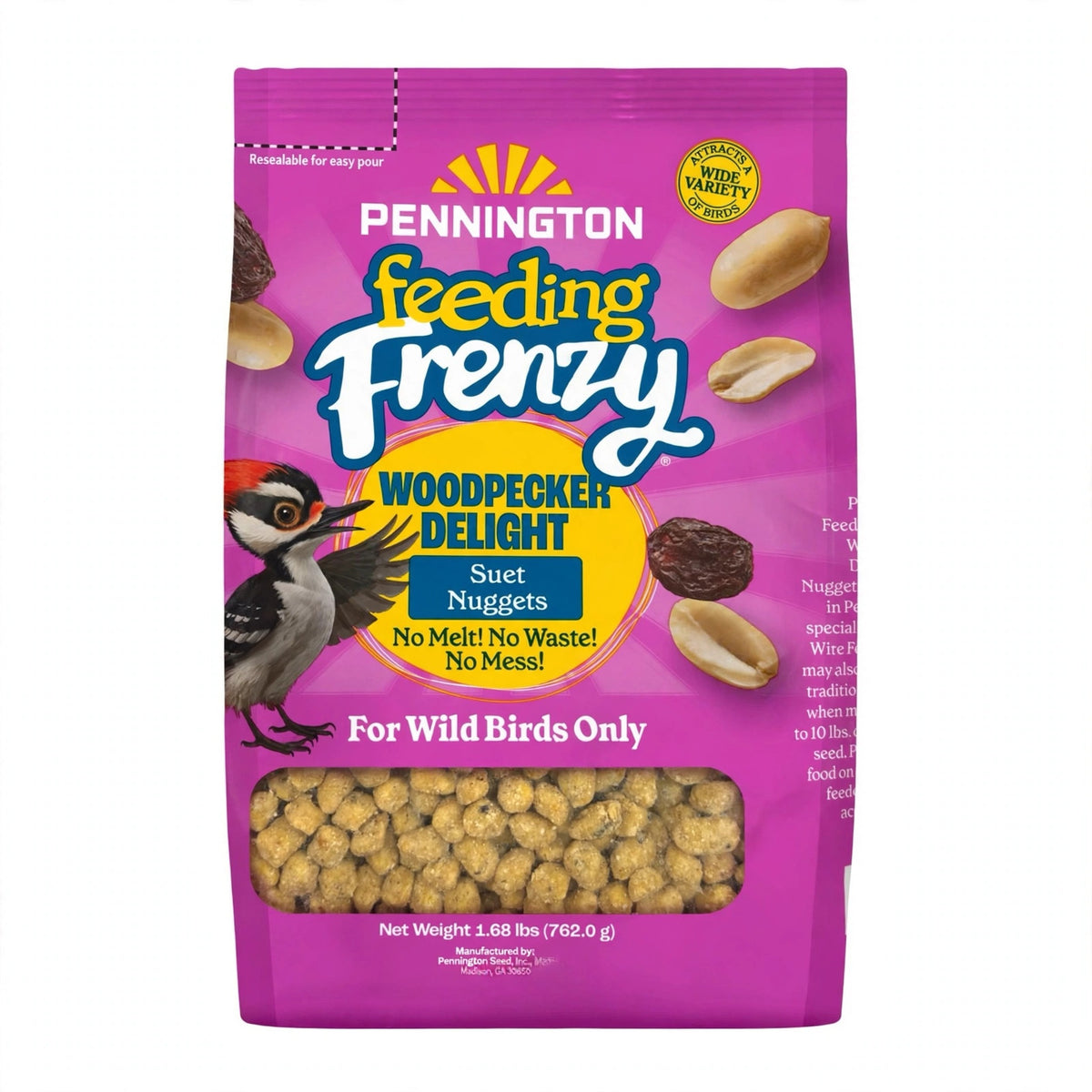 Pennington Feeding Frenzy Woodpecker Delight Suet Nuggets, 27 oz bag