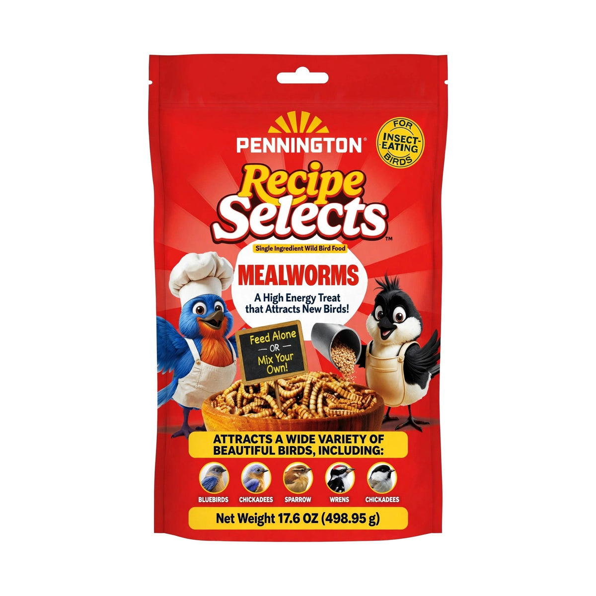 Pennington Recipe Selects Dried Mealworms, 17.6 oz bag