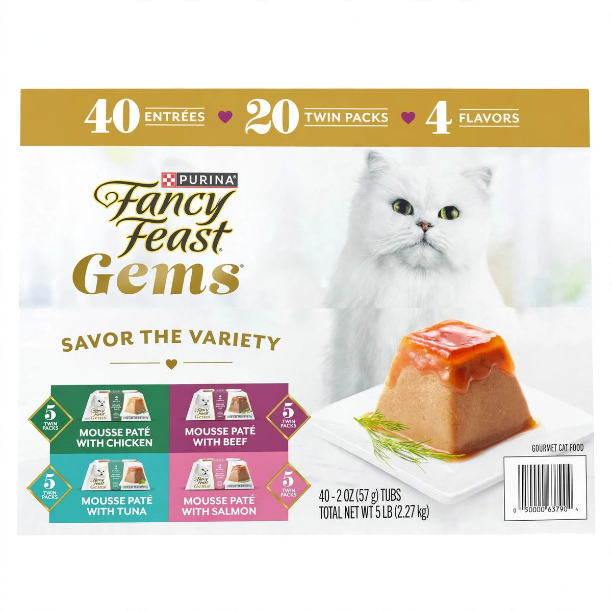Purina Fancy Feast Gems Mousse Pate Wet Cat Food Variety Pack, 40 count