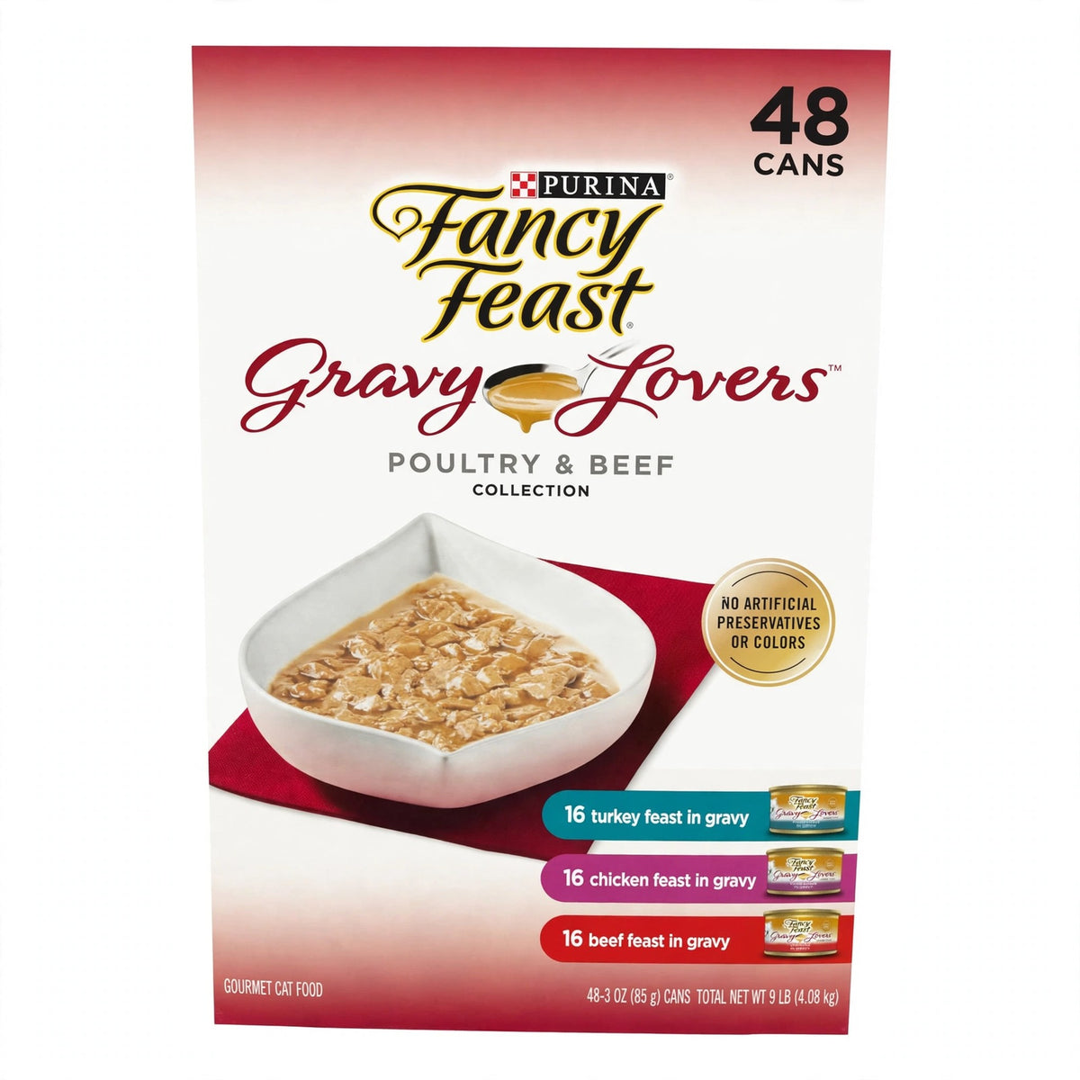 Purina Fancy Feast Gravy Lovers Poultry and Beef Wet Cat Food Variety Pack, 48 ct