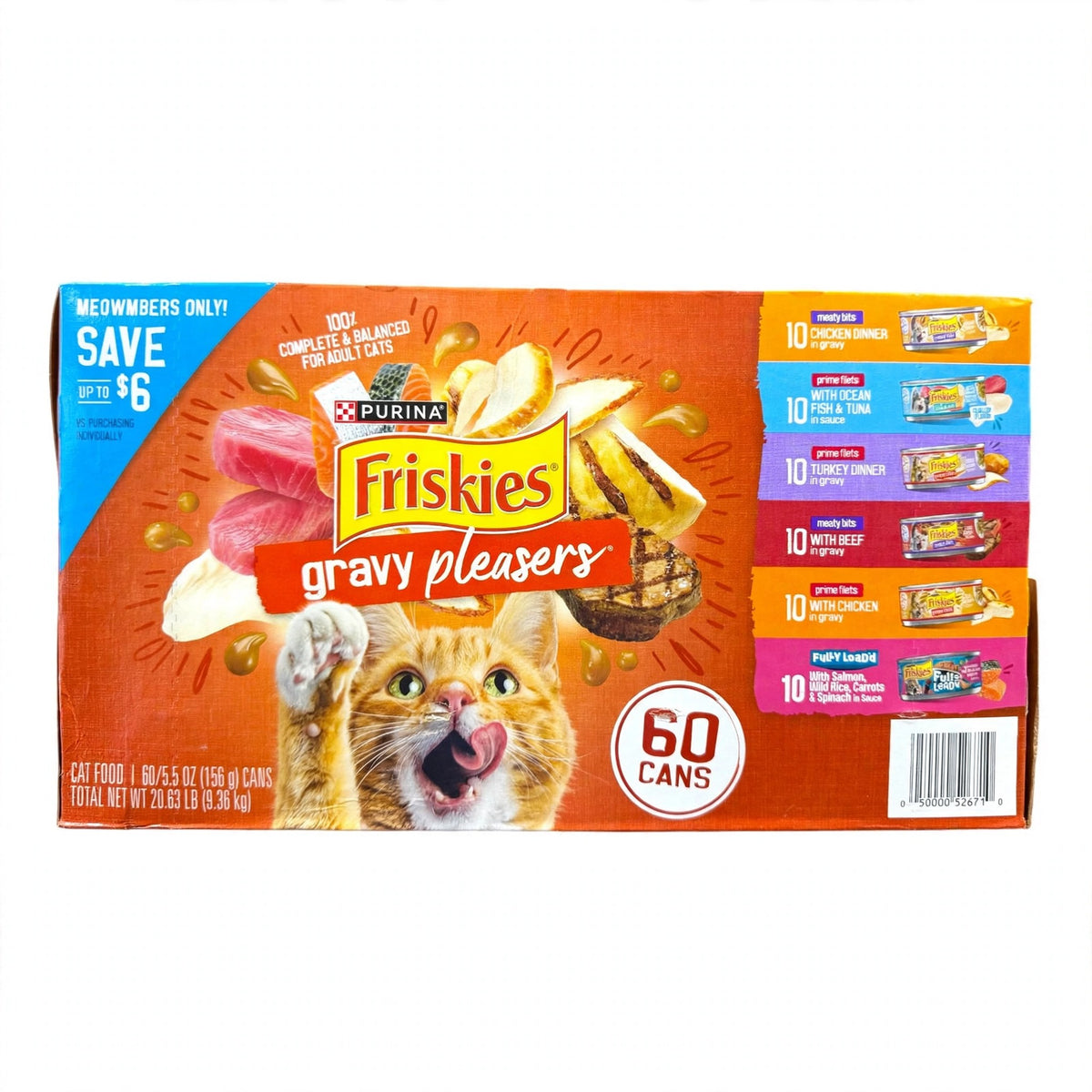 Purina Friskies Gravy Pleasers Wet Cat Food Variety Pack, 60 cans