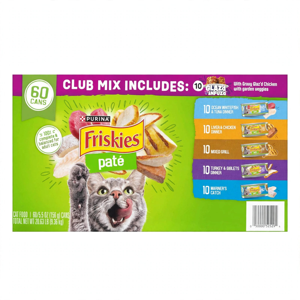 Purina Friskies Pate Wet Cat Food Club Mix, 60 x 5.5 oz Cans