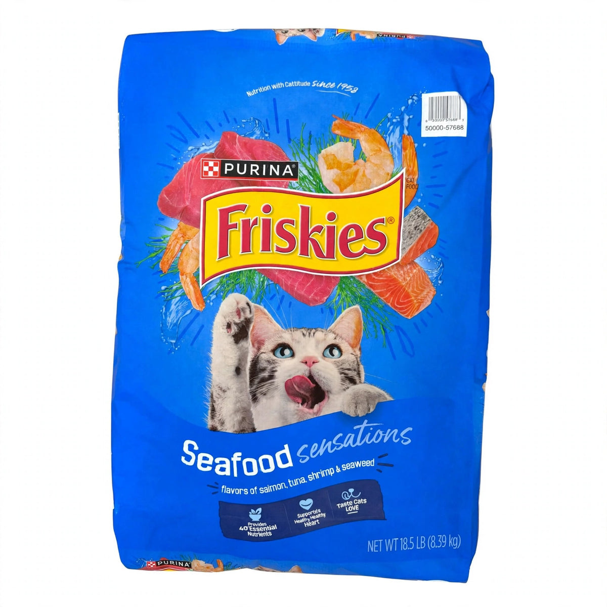 Purina Friskies Seafood Sensations Dry Cat Food, 18.5 lb bag