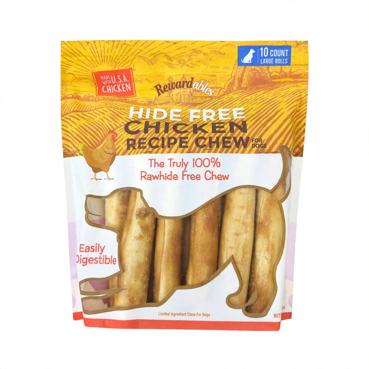 Rewardables Hide Free Chicken Recipe Dog Chews, 10 ct