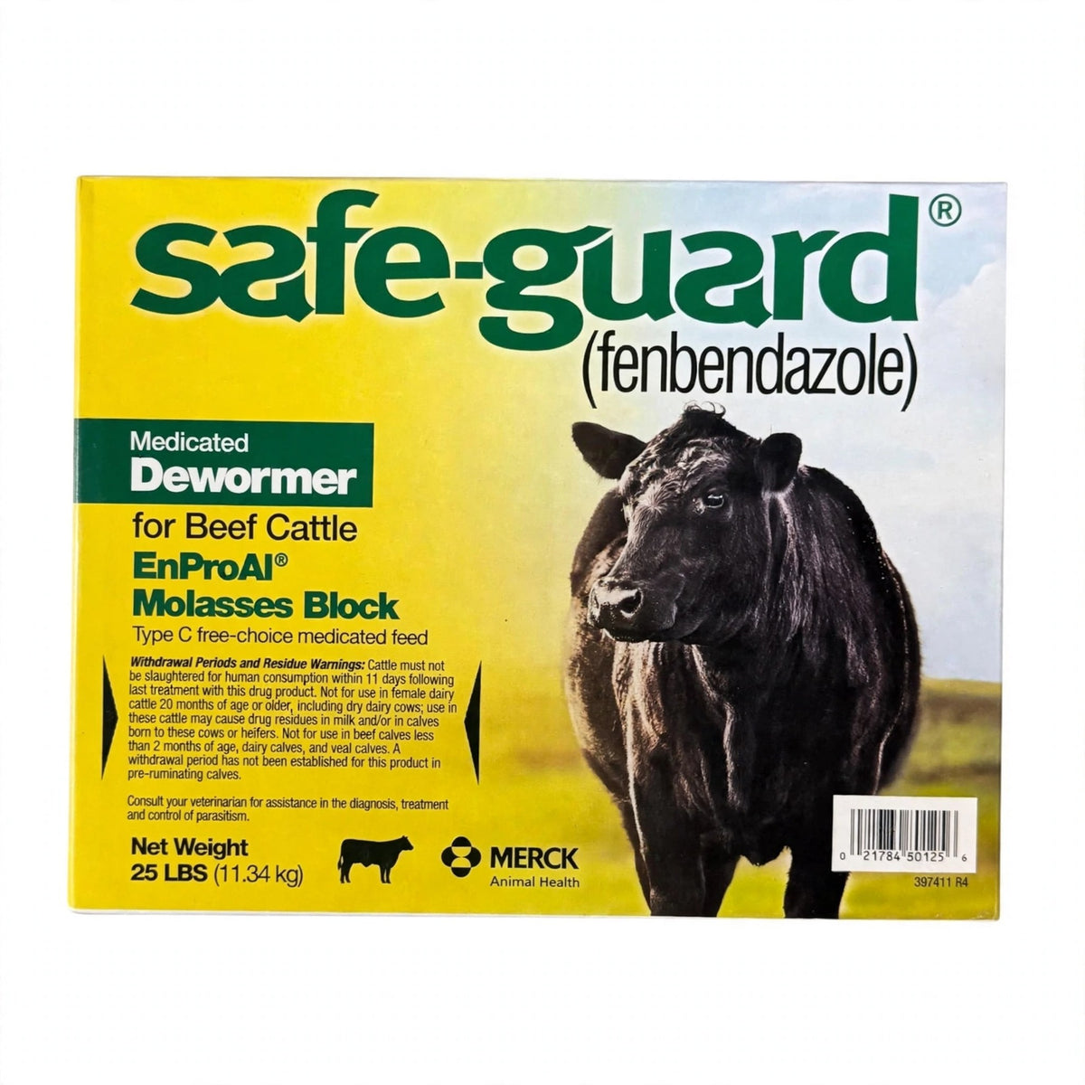 Safe-Guard Fenbendazole EnProAl Molasses Block Medicated Dewormer for Beef Cattle, 25 lb